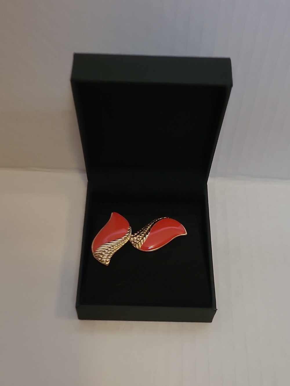 Vintage Red and Gold Leaf-Style Women's Earrings
